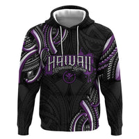 Traditional Art Hawaiian Kakau Tattoos Zip Hoodie Purple Color - Polynesian Pride