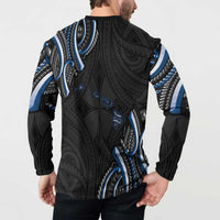 Traditional Art Hawaiian Kakau Tattoos Button Sweatshirt Blue Color LT03 - Polynesian Pride