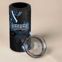 Traditional Art Hawaiian Kakau Tattoos 4 in 1 Can Cooler Tumbler Blue Color - Polynesian Pride