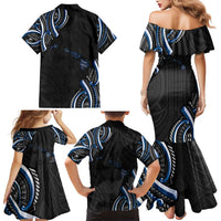 Traditional Art Hawaiian Kakau Tattoos Family Matching Mermaid Dress and Hawaiian Shirt Blue Color - Polynesian Pride