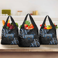 Traditional Art Hawaiian Kakau Tattoos Grocery Bag Blue Color LT03 3-pack One Size Blue - Polynesian Pride