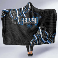 Traditional Art Hawaiian Kakau Tattoos Hooded Blanket Blue Color - Polynesian Pride