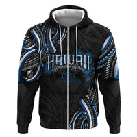 Traditional Art Hawaiian Kakau Tattoos Hoodie Blue Color - Polynesian Pride