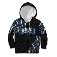 Traditional Art Hawaiian Kakau Tattoos Kid Hoodie Blue Color LT03 Hoodie Blue - Polynesian Pride