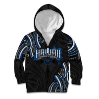 Traditional Art Hawaiian Kakau Tattoos Kid Hoodie Blue Color LT03 Zip Hoodie Blue - Polynesian Pride