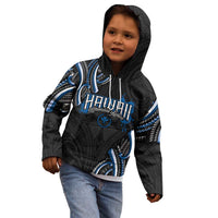 Traditional Art Hawaiian Kakau Tattoos Kid Hoodie Blue Color LT03 - Polynesian Pride