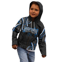 Traditional Art Hawaiian Kakau Tattoos Kid Hoodie Blue Color LT03 - Polynesian Pride