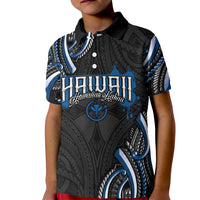 Traditional Art Hawaiian Kakau Tattoos Kid Polo Shirt Blue Color - Polynesian Pride