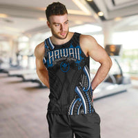 Traditional Art Hawaiian Kakau Tattoos Men Tank Top Blue Color LT03 Blue - Polynesian Pride