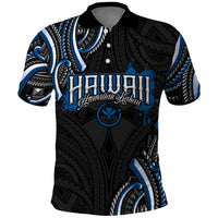 Traditional Art Hawaiian Kakau Tattoos Polo Shirt Blue Color - Polynesian Pride