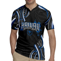 Traditional Art Hawaiian Kakau Tattoos Rugby Jersey Blue Color LT03 - Polynesian Pride