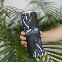 Traditional Art Hawaiian Kakau Tattoos Skinny Tumbler Blue Color - Polynesian Pride