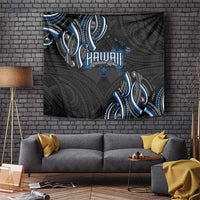 Traditional Art Hawaiian Kakau Tattoos Tapestry Blue Color - Polynesian Pride