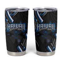 Traditional Art Hawaiian Kakau Tattoos Tumbler Cup Blue Color - Polynesian Pride