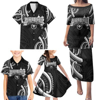 Traditional Art Hawaiian Kakau Tattoos Family Matching Puletasi and Hawaiian Shirt White - Polynesian Pride