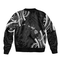 Traditional Art Hawaiian Kakau Tattoos Sleeve Zip Bomber Jacket White - Polynesian Pride