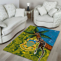 Tuvalu and Australia Together Area Rug Tapa Pattern and Aboriginal mix Culture LT03 - Polynesian Pride