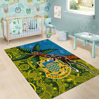 Tuvalu and Australia Together Area Rug Tapa Pattern and Aboriginal mix Culture LT03 - Polynesian Pride