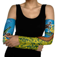 Tuvalu and Australia Together Arm Sleeves Tapa Pattern and Aboriginal mix Culture LT03 - Polynesian Pride
