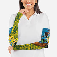 Tuvalu and Australia Together Arm Sleeves Tapa Pattern and Aboriginal mix Culture LT03 - Polynesian Pride