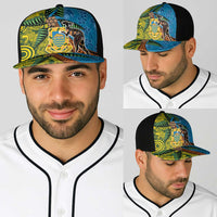 Tuvalu and Australia Together Baseball Net Cap Tapa Pattern and Aboriginal mix Culture LT03 - Polynesian Pride