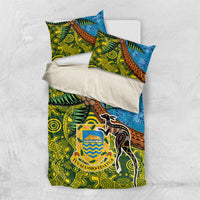 Tuvalu and Australia Together Bedding Set Tapa Pattern and Aboriginal mix Culture LT03 US Twin 172cm x 218cm Multicolor - Polynesian Pride