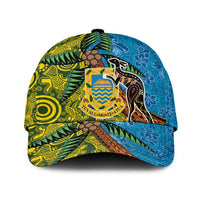 Tuvalu and Australia Together Classic Cap Tapa Pattern and Aboriginal mix Culture LT03 Universal Fit Multicolor - Polynesian Pride