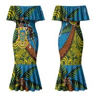 Tuvalu and Australia Together Family Matching Mermaid Dress and Hawaiian Shirt Tapa Pattern and Aboriginal mix Culture LT03 Mom's Dress Multicolor - Polynesian Pride