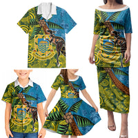 Tuvalu and Australia Together Family Matching Puletasi and Hawaiian Shirt Tapa Pattern and Aboriginal mix Culture LT03 - Polynesian Pride