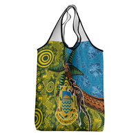 Tuvalu and Australia Together Grocery Bag Tapa Pattern and Aboriginal mix Culture LT03 - Polynesian Pride