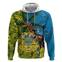 Tuvalu and Australia Together Hoodie Tapa Pattern and Aboriginal mix Culture LT03 Pullover Hoodie Multicolor - Polynesian Pride