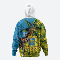 Tuvalu and Australia Together Hoodie Tapa Pattern and Aboriginal mix Culture LT03 - Polynesian Pride