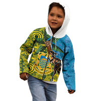 Tuvalu and Australia Together Kid Hoodie Tapa Pattern and Aboriginal mix Culture LT03 - Polynesian Pride