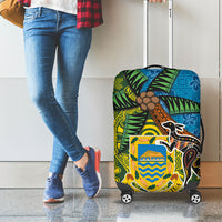 Tuvalu and Australia Together Luggage Cover Tapa Pattern and Aboriginal mix Culture LT03 - Polynesian Pride
