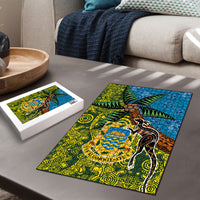 Tuvalu and Australia Together Puzzle Tapa Pattern and Aboriginal mix Culture LT03 - Polynesian Pride