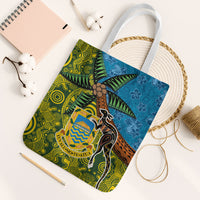 Tuvalu and Australia Together Tote Bag Tapa Pattern and Aboriginal mix Culture LT03 White Strap One Size Multicolor - Polynesian Pride