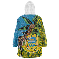 Tuvalu and Australia Together Wearable Blanket Hoodie Tapa Pattern and Aboriginal mix Culture LT03 - Polynesian Pride