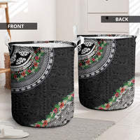 Fiji Hibiscus Laundry Basket Tapa Masi Motifs with Tropical Plants LT03 - Polynesian Pride
