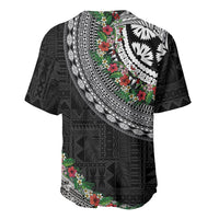 Fiji Hibiscus Baseball Jersey Tapa Masi Motifs with Tropical Plants LT03 - Polynesian Pride