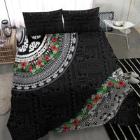 Fiji Hibiscus Bedding Set Tapa Masi Motifs with Tropical Plants LT03 - Polynesian Pride