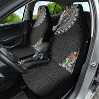 Fiji Hibiscus Car Seat Cover Tapa Masi Motifs with Tropical Plants LT03 - Polynesian Pride