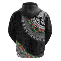 Fiji Hibiscus Hoodie Tapa Masi Motifs with Tropical Plants LT03 - Polynesian Pride