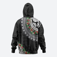 Fiji Hibiscus Hoodie Tapa Masi Motifs with Tropical Plants LT03 - Polynesian Pride