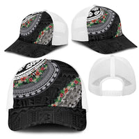 Fiji Hibiscus Mesh Trucker Cap Tapa Masi Motifs with Tropical Plants LT03 - Polynesian Pride