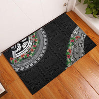 Fiji Hibiscus Rubber Doormat Tapa Masi Motifs with Tropical Plants LT03 - Polynesian Pride