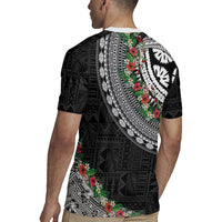 Fiji Hibiscus Rugby Jersey Tapa Masi Motifs with Tropical Plants LT03 - Polynesian Pride