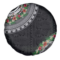 Fiji Hibiscus Spare Tire Cover Tapa Masi Motifs with Tropical Plants LT03 - Polynesian Pride