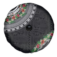 Fiji Hibiscus Spare Tire Cover Tapa Masi Motifs with Tropical Plants LT03 - Polynesian Pride