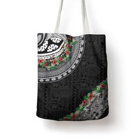 Fiji Hibiscus Tote Bag Tapa Masi Motifs with Tropical Plants LT03 - Polynesian Pride