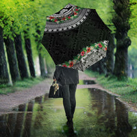 Fiji Hibiscus Umbrella Tapa Masi Motifs with Tropical Plants LT03 - Polynesian Pride
